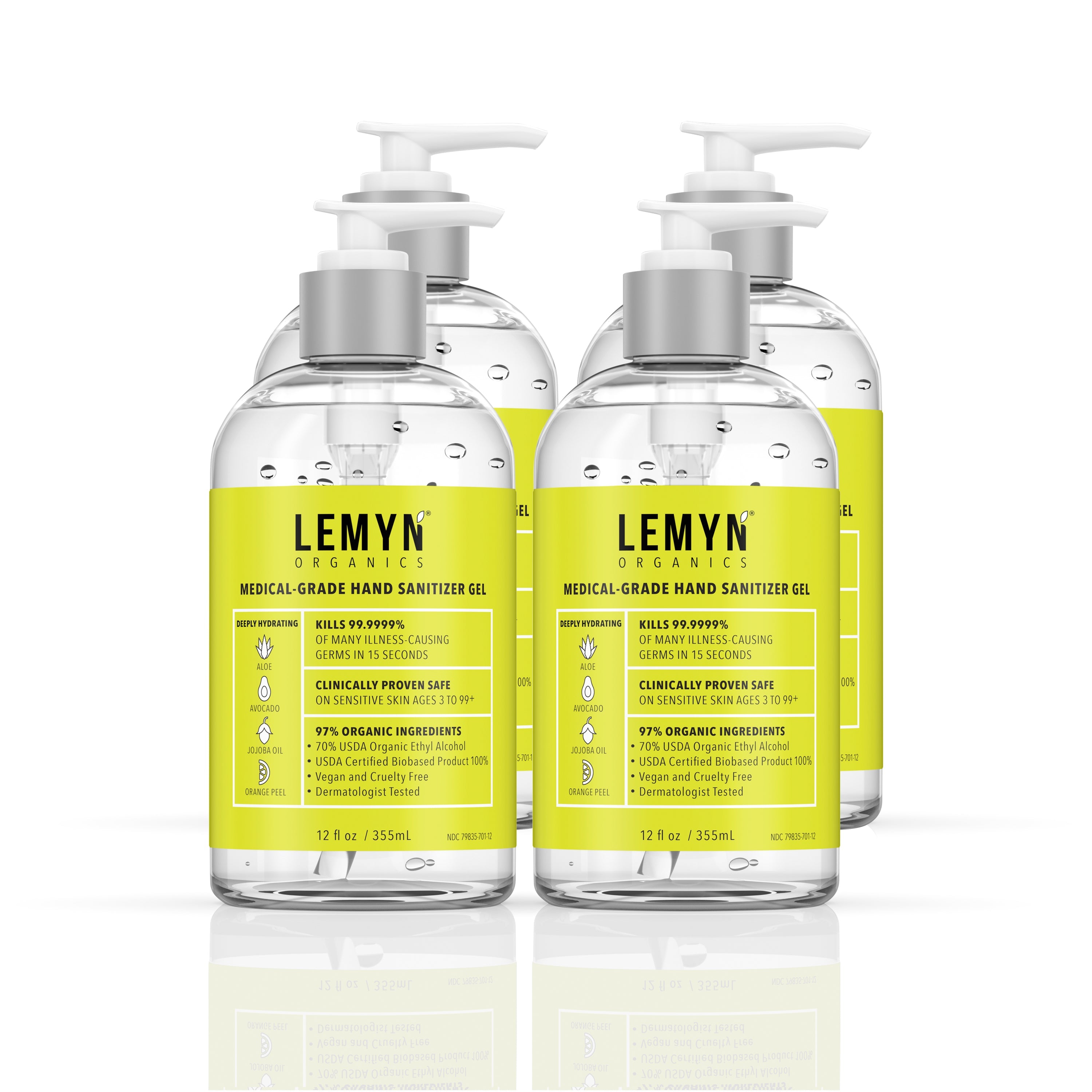 Lemyn Organics Hand Sanitizer | Green Certified &amp; Medical Grade | 355ml - 12 Fl Oz with Pump | AMZ