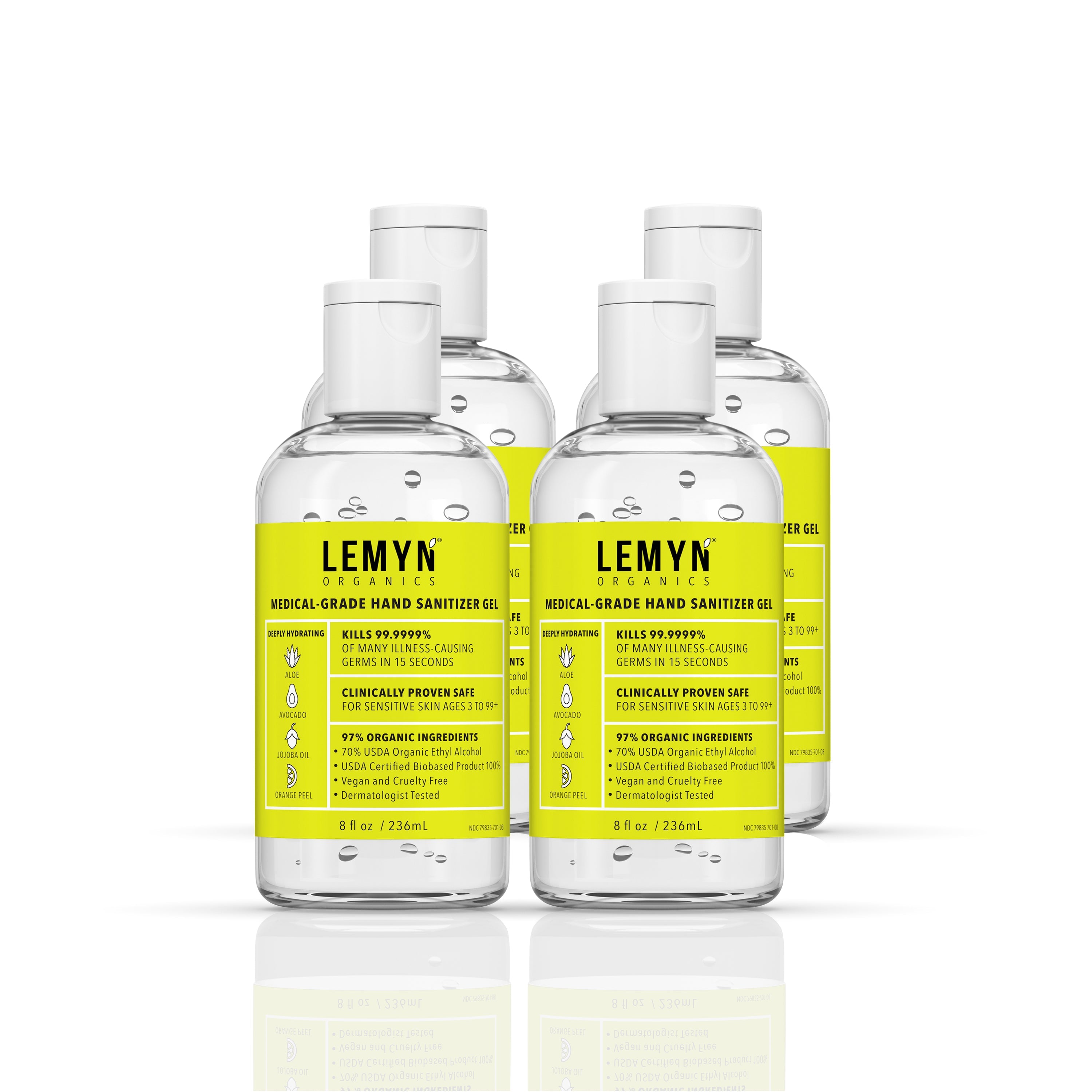 Lemyn Organics Hand Sanitizer | Green Certified &amp; Medical Grade | 236ml - 8 Fl Oz with  Flip-Cap | AMZ