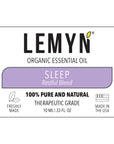 Sleep - Organic Essential Oil Blend for Restful Sleep and Relaxation Undiluted 100% Pure fro Diffuser